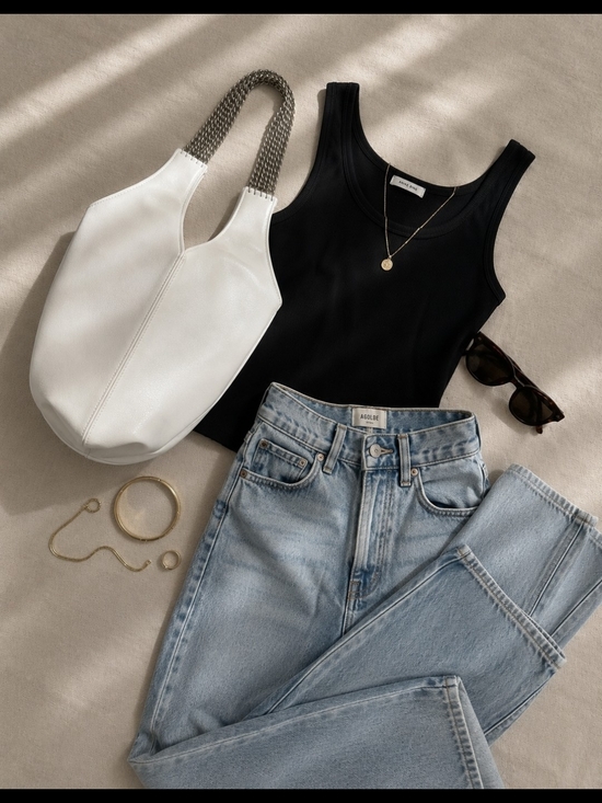 Handbags - White Minimalist Hobo Handbag Chainlink Style Handle Detail